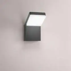 Applique Esterno Moderna Piega Alluminio Antracite Led 20W Dimmerabile Ip65