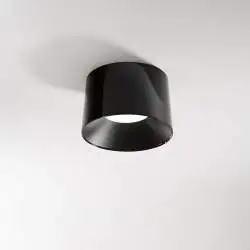 Plafoniera Moderna Hole Metallo Nero Lucido Led 36W Dimmerabile Ip20