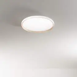 Plafoniera Moderna Halo Metallo Bianco Oro Led 40W Dimmerabile Ip20