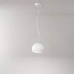 Sospensione Nordica Minea Metallo Gesso Bianco 1 Luce E27 Ip20 D23