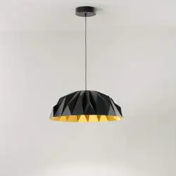 Sospensione Moderna Prisma Acrilico Nero Oro Led 20W 3000K Ip20