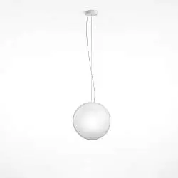 Sospensione Moderna Moon Metallo Vetro Bianco 1 Luce E27 Ip20 D30