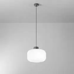 Sospensione Contemporanea Lucerna Metallo Ceramica Bianco 1 Luce E27 Ip20 D35