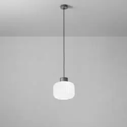 Sospensione Contemporanea Lucerna Metallo Ceramica Bianco 1 Luce E27 Ip20 D25