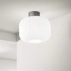 Plafoniera Contemporanea Lucerna Metallo Ceramica Bianco 1 Luce E27 Ip20