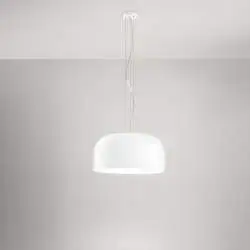 Sospensione Contemporanea Glossy Metallo Vetro Bianco 1 Luce E27 Ip20 D50