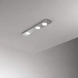 Plafoniera Moderna Bottone Metallo Alluminio Opaco 3 Luci Gx53 Ip20