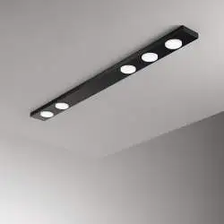 Plafoniera Moderna Bottone Metallo Nero Opaco 5 Luci Gx53 Ip20