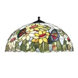 Paralume Tiffany In Vetro Decorato Multicolor D. 45Cm Per Sospensione