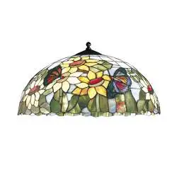 Paralume Tiffany In Vetro Decorato Multicolor D. 55Cm Per Sospensione