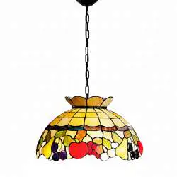 Lampadario Stile Tiffany Vetro Multicolor 3 Luci E27