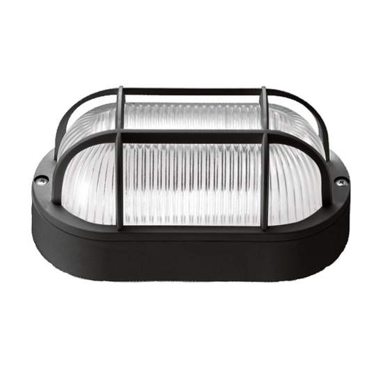 Plafoniera Esterno Contemporanea Quinn Pc Nero Griglia 1 Luce E27 Ip44 RL116PL1NE