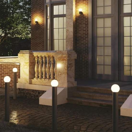 Paletto Esterno Moderno Brooklyn Alluminio Nero Bianco 1 Luce E27 Ip44 RL101LP