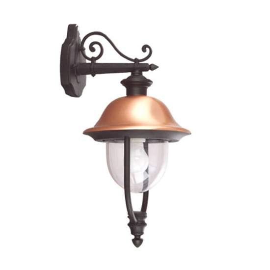 Applique Esterno Tatum Alluminio Nero Rame Giu' 1 Luce E27 Ip44 RL119APNR