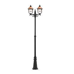 Palo Esterno Classico Tatum Alluminio Nero Rame 2 Luci E27 Ip44 Palo Esterno Classico Tatum Alluminio Nero Rame 2 Luci E27 Ip44