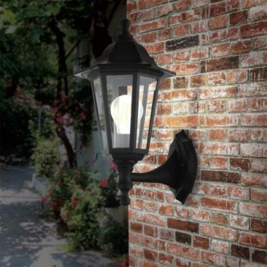 Applique Esterno Riley Alluminio Nero Su 1 Luce E27 Ip44 RL117APNE