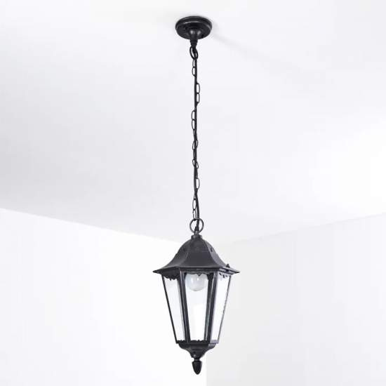 Sospensione Esterno Riley Alluminio Nero 1 Luce E27 Ip44 RL117LSNE