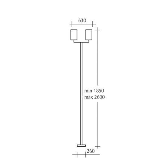 Palo Esterno Sawyer Alluminio Nero 2 Luci E27 Ip44 RL118LP2NE