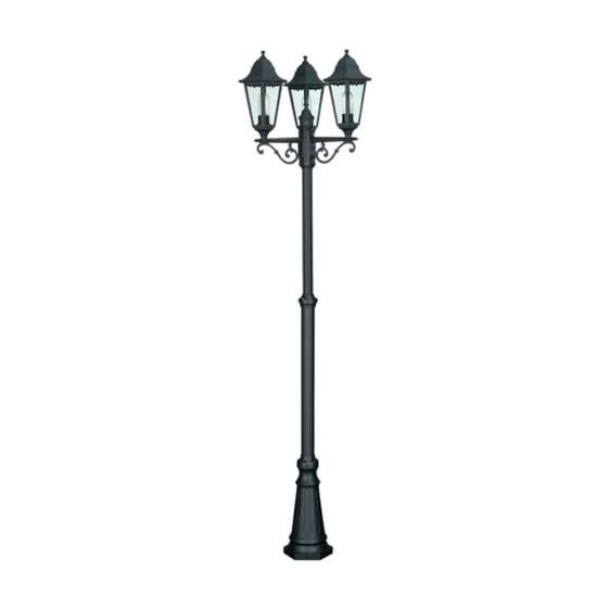 Palo Esterno Sawyer Alluminio Nero 3 Luci E27 Ip44 RL118LP3NE