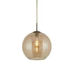 Sospensione Contemporanea Balls Acciaio Adjustable Vetro Ambra 1 Luce E27 D25Cm
