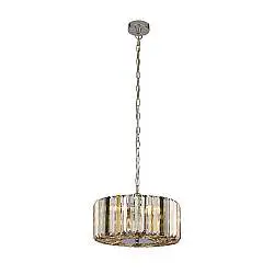 Lampadario Contemporaneo Chapeau Acciaio Cromo Vetro Ambra 3 Luci E27