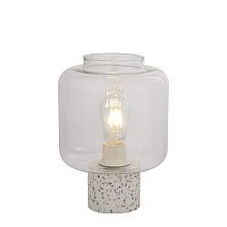 Abatjour Contemporaneo Nave Cemento Bianco Vetro Trasparente 1 Luce E27