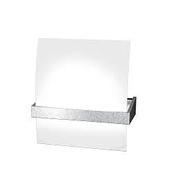 Applique Contemporanea Wood Metallo Foglia Argento Vetro Bianco 1 Luce E27