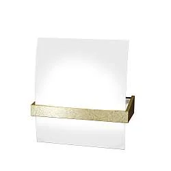 Applique Contemporanea Wood Metallo Foglia Oro Vetro Bianco 1 Luce E27