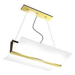 Sospensione Contemporanea Wood Metallo Foglia Oro Vetro Bianco 2 Luci E27