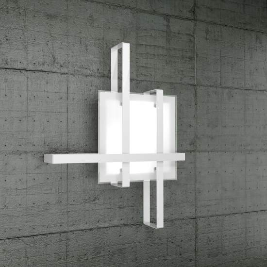 Plafoniera Industrial-Minimal Cross Metallo Bianco Vetro 2 Luci E27 70Cm 1106_70-BI