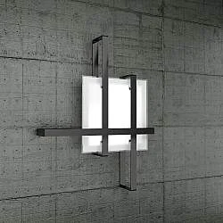 Plafoniera Industrial-Minimal Cross Metallo Nero Vetro Bianco 2 Luci E27 70Cm