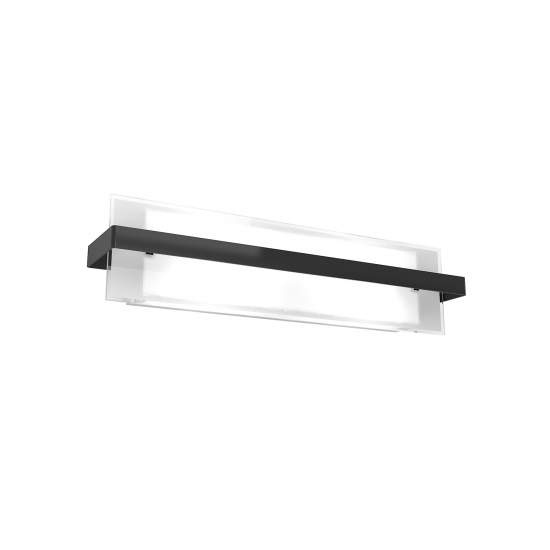Applique Industrial-Minimal Cross Metallo Nero Vetro Bianco 2 Luci E27 60Cm 1106_AG-NE