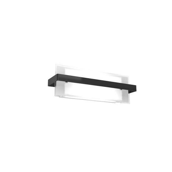 Applique Industrial-Minimal Cross Metallo Nero Vetro Bianco 2 Luci E27 44Cm 1106_AM-NE