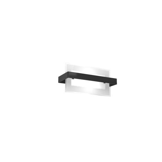 Applique Industrial-Minimal Cross Metallo Nero Vetro Bianco 2 Luci E27 29Cm 1106_AP-NE
