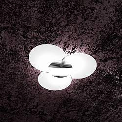 Applique Contemporanea Clover Metallo Cromo Vetro Bianco 6 Luci E27 70Cm Applique Contemporanea Clover Metallo Cromo Vetro Bianco 6 Luci E27 70Cm