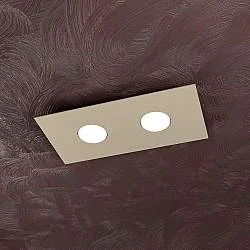 Plafoniera Moderna Rettangolare Area Metallo Sabbia 2 Luci Gx53