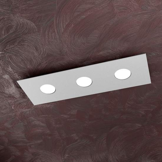 Plafoniera Moderna Rettangolare Area Metallo Grigio 3 Luci Gx53 1127_PL3R-GR