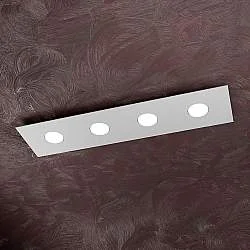 Plafoniera Moderna Rettangolare Area Metallo Grigio 4 Luci Gx53