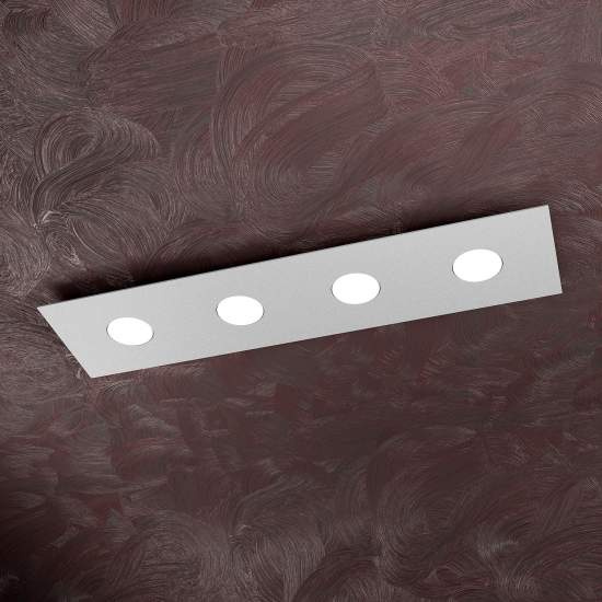 Plafoniera Moderna Rettangolare Area Metallo Grigio 4 Luci Gx53 1127_PL4R-GR