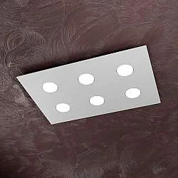 Plafoniera Moderna Area Metallo Grigio 6 Luci Gx53