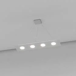 Lampadario Moderno Rettangolare Area Metallo Grigio 4 Luci Gx53