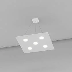 Lampadario Moderno Area Metallo Bianco 5 Luci Gx53