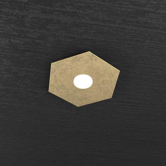 Plafoniera Industrial-Minimal Hexagon Metallo Foglia Oro 1 Luce Led 12W 1142_1L-FO