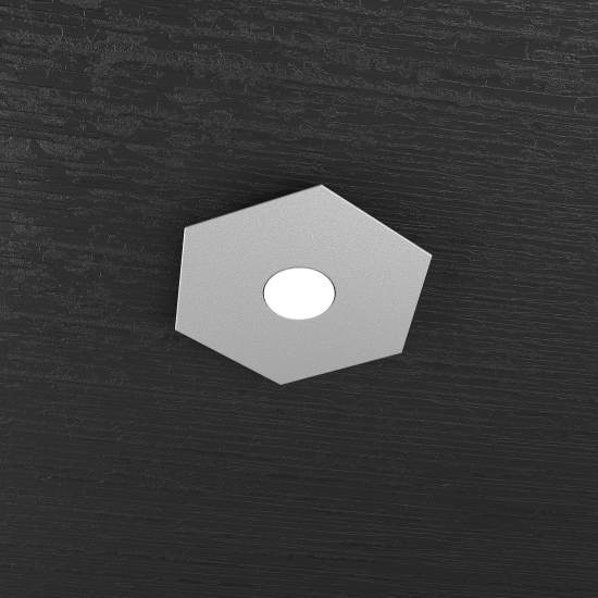 Plafoniera Industrial-Minimal Hexagon Metallo Grigio 1 Luce Led 12W 1142_1L-GR