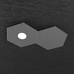 Plafoniera Industrial-Minimal 2 Moduli Hexagon Metallo Antracite Led 12W