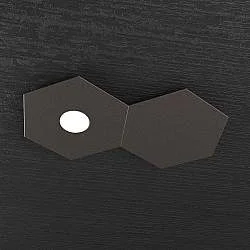 Plafoniera Industrial-Minimal 2 Moduli Hexagon Metallo Marrone 1 Luce Led 12W