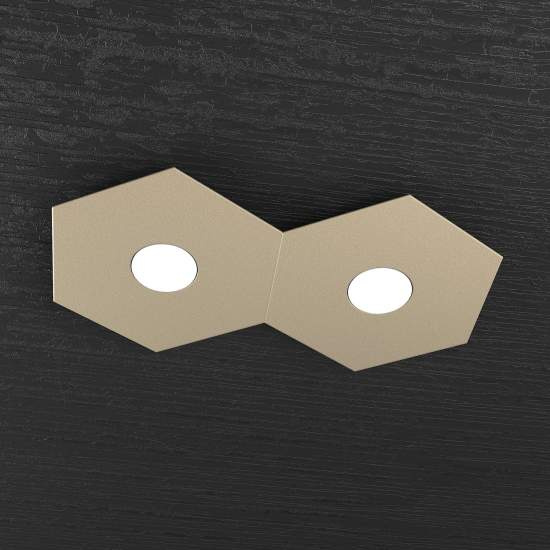 Plafoniera Industrial-Minimal Hexagon Metallo Sabbia 2 Luci Led 12X2W 1142_2L-SA