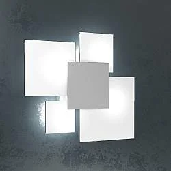 Plafoniera Contemporanea Upgrade Metallo Grigio E Vetro 4 Luci E27 46Cm