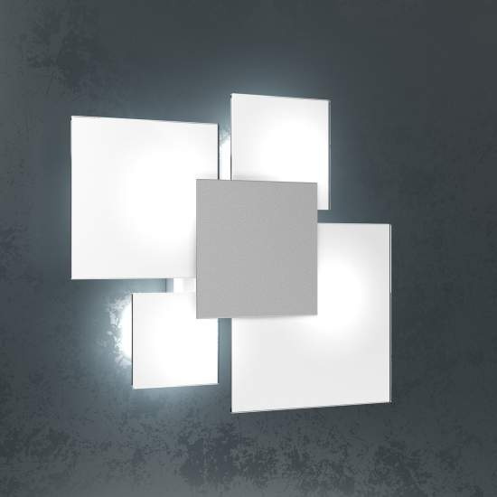 Plafoniera Contemporanea Upgrade Metallo Grigio E Vetro 4 Luci E27 46Cm 1148_45-GR