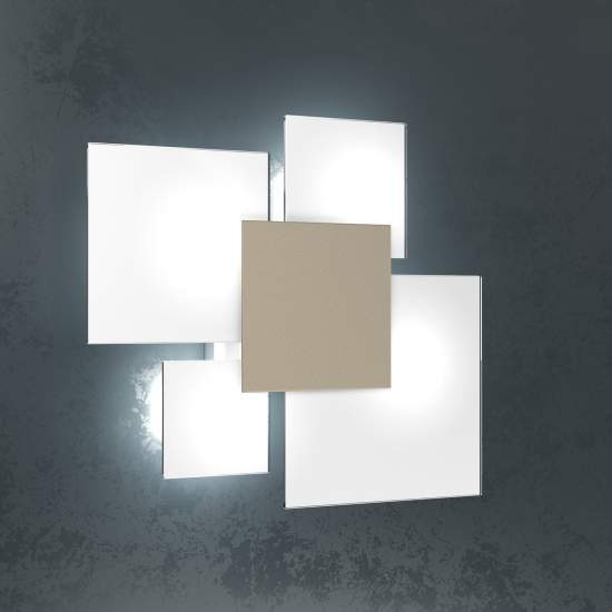 Plafoniera Contemporanea Upgrade Metallo Sabbia E Vetro 4 Luci E27 46Cm 1148_45-SA